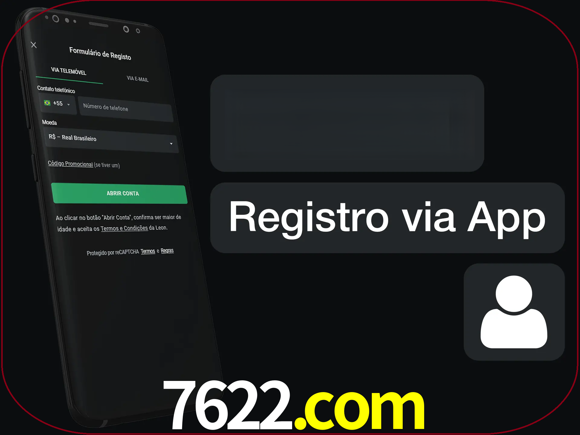 Registre-se com duas etapas usando o aplicativo.